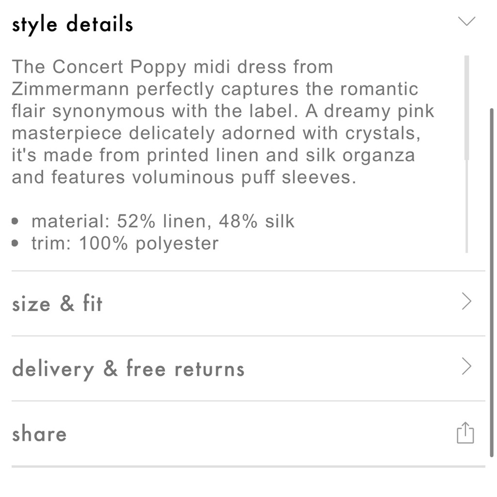 NWT Zimmermann concert midi dress - Picture 6 of 6